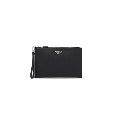 PRADA LOGO PLAQUE CLUTCH BLACK 2VF024 (28*18*3cm) PRADA LOGO PLAQUE CLUTCH BLACK 2VF024 (28*18*3cm)